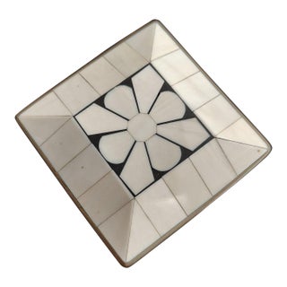 Vintage Handcrafted Bone Inlay and Brass Trim Trinket Box For Sale
