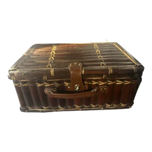 Late 20th Century Vintage Bamboo Picnic Suitcase Basket
