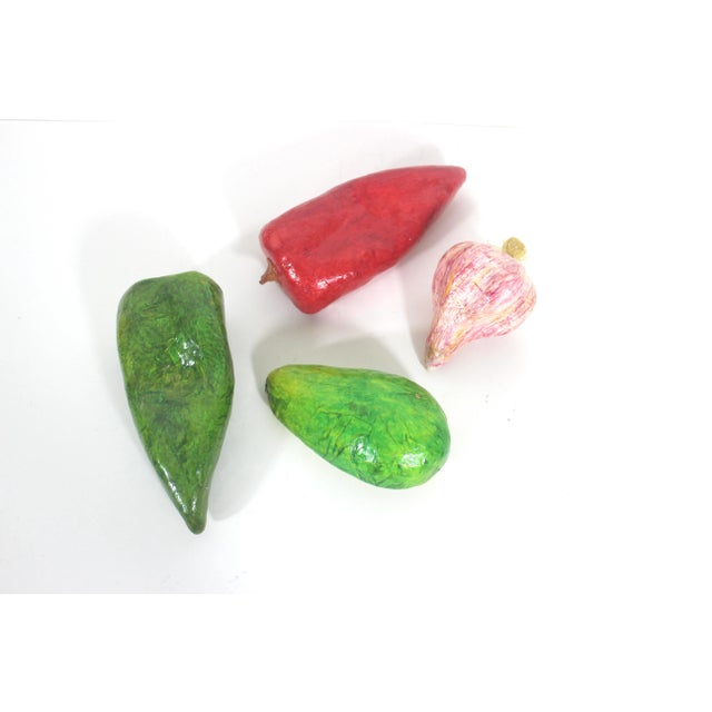 Mid-Century Modern Set of 4 Vintage Paper Mache Vegetables for Kitchen Decor Cinco De Mayo Table Decor For Sale - Image 3 of 5