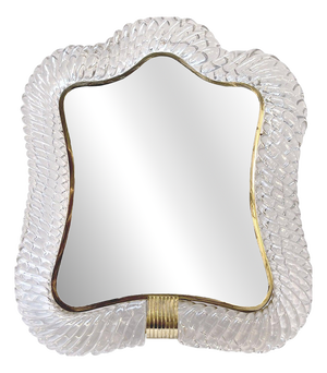 Table Mirror in Hand-Blown Murano Glass from Barovier & Toso, Italy, 1940s
