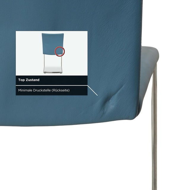 Nobile Swing Leather Chairs in Blue and Petrol from Draenert, Set of 6 For Sale - Image 6 of 13