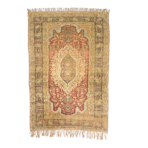 Fine Antique Turkish Silk Kayseri Rug 4'0" X 5’11"