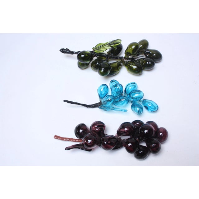 Set of Three Mid-Century Modern Blown Glass Grape Clusters For Sale - Image 4 of 13