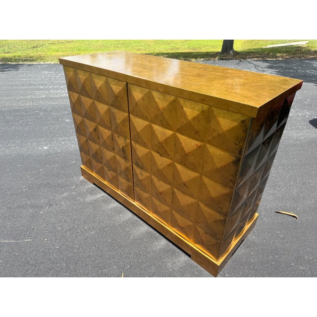 1970s 1970s Barbara Barry for Baker Mid Century Diamond Gold Leaf Cabinet Credenza, Attributed For Sale - Image 5 of 12