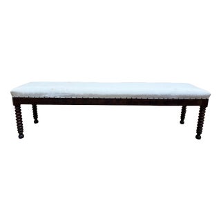 Long Office Bench with Turned Legs For Sale