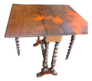 19thc Barley Twist Drop Leaf Side Table