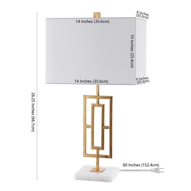 Safavieh Yara 26.25" Greek Key Table Lamp in Gold/White - a Pair For Sale - Image 4 of 4