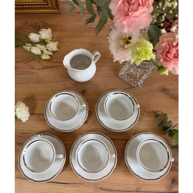 Silver Porcelain Service from Thun, Former Czechoslovakia, Set of 12 For Sale - Image 8 of 11