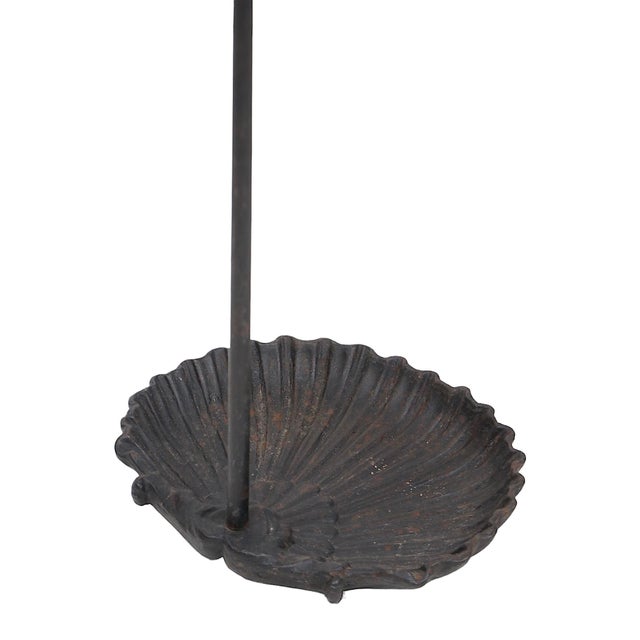 Black Brass and Iron Fireplace Tool Stand With Shell Form Base For Sale - Image 8 of 9
