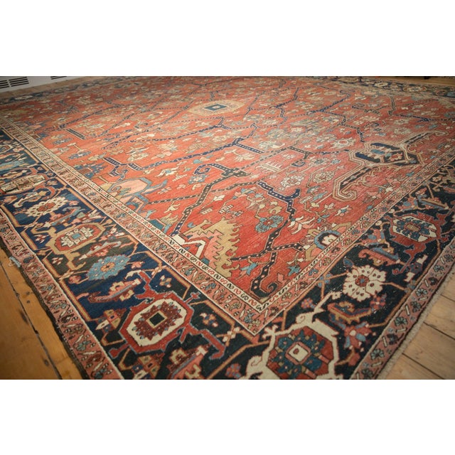 Antique Heriz Carpet - 12' x 14'8" For Sale - Image 10 of 12