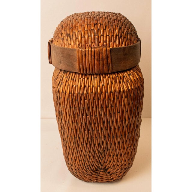 Wicker Canister Basket With Lid (Large) For Sale - Image 6 of 11