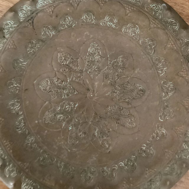 Moroccan Late 19th Century Antique Highly Crafted and Detailed Moroccan Cooper Plate For Sale - Image 3 of 13