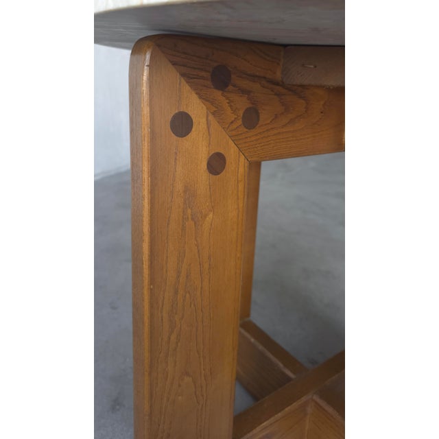 Vintage Oak and Marble Craftsman Side Table For Sale In Las Vegas - Image 6 of 7