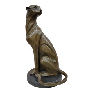 Modern Art Extra Large Mountain Lion Bronze Sculpture By Henry Moore Figurine For Sale