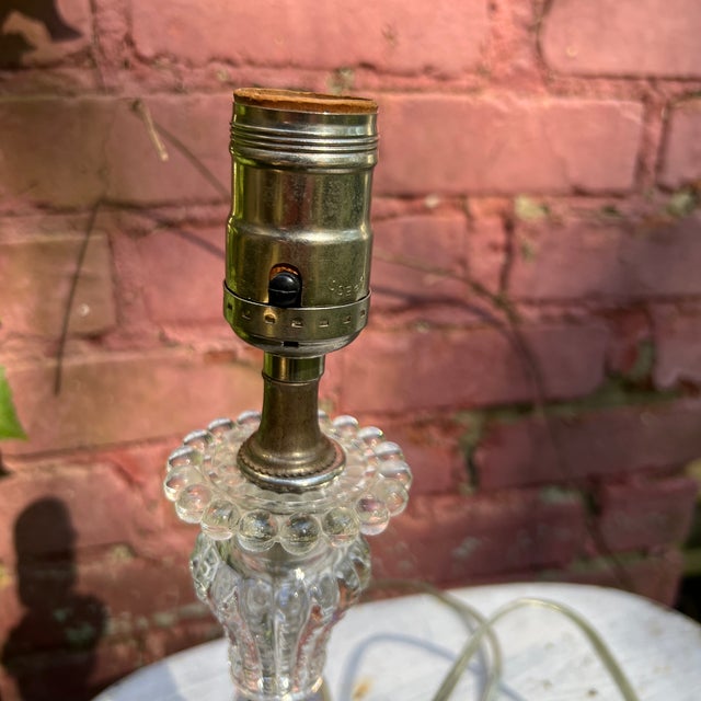 Vintage Clear & Blue Glass Table Lamp For Sale - Image 4 of 10