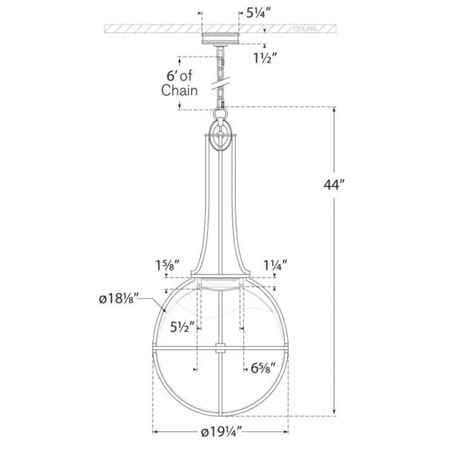 Modern Chapman & Myers for Visual Comfort Signature Gracie Large Captured Globe Pendant in Antique Nickel with Clear Glass For Sale - Image 3 of 3