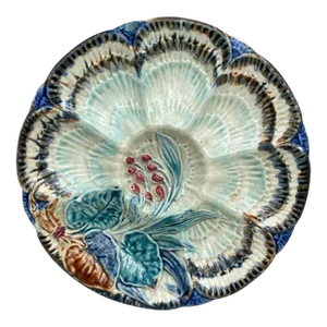19th Century Majolica Oyster Plate Wasmuel