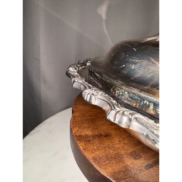 Vintage Webster Wilcox / Oneida Silver-Plated Chafing Dish Pan & Lid With Wood Handle For Sale - Image 6 of 11