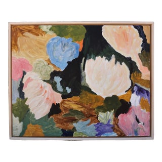 "Garden Party" Abstract Botanical Painting by Laurie MacMillan, Framed For Sale