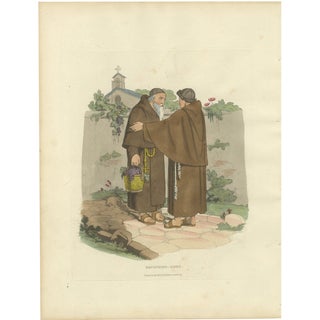 Capuchin Monks and Roman Serenity, 1820, Paper For Sale