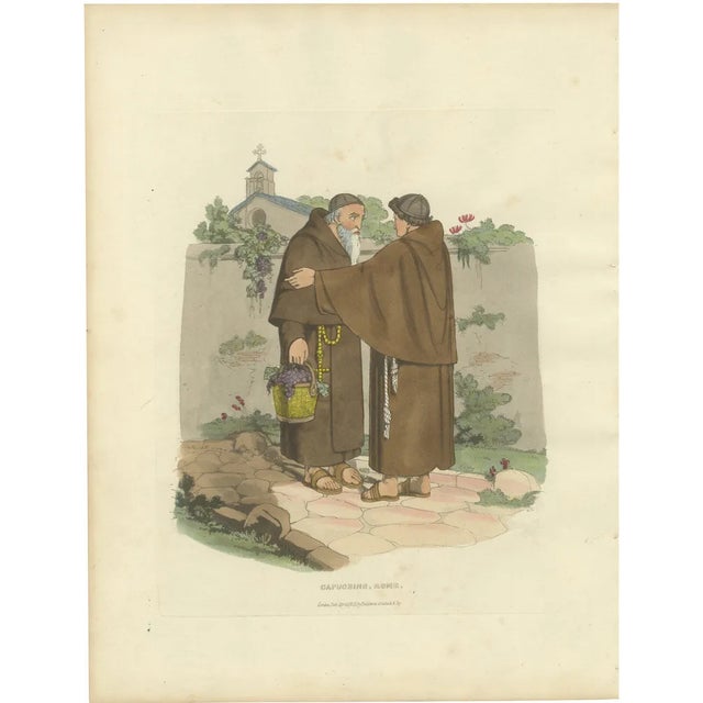 Capuchin Monks and Roman Serenity, 1820, Paper For Sale
