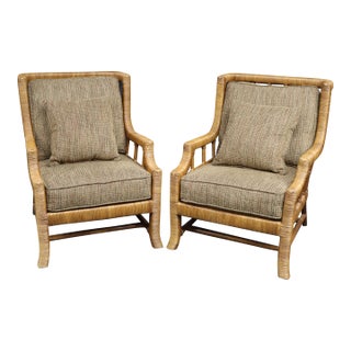 Pair of Braxton Culler Split Reed Bamboo Lounge Chairs For Sale