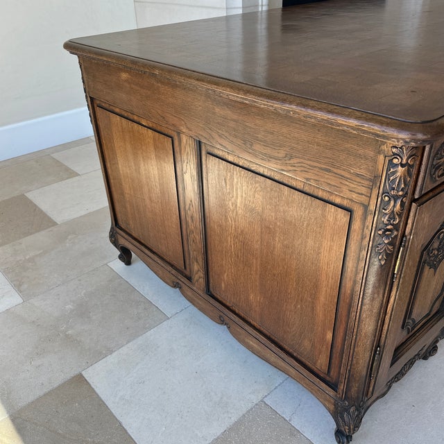 Late 19th Century Late 19th Century French Provincial Style Carved Oak Partners Desk For Sale - Image 5 of 10