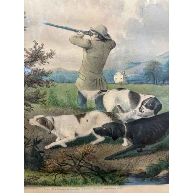Original 1852 N. Currier "Quail Shooting" Hand-Colored Lithograph by Fanny Palmer - Nice Margins- Framed For Sale - Image 10 of 12