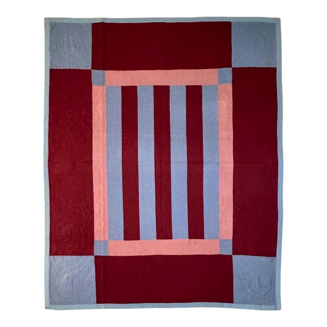 Antique Amish Bars Quilt from Pennsylvania For Sale