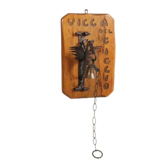 Tyrolean Manual Entrance Bell in Wrought Iron, 1950s For Sale - Image 4 of 7