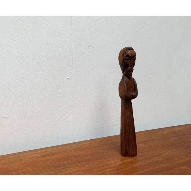 Vintage Wooden Sacral Figurine Sculpture For Sale - Image 12 of 18