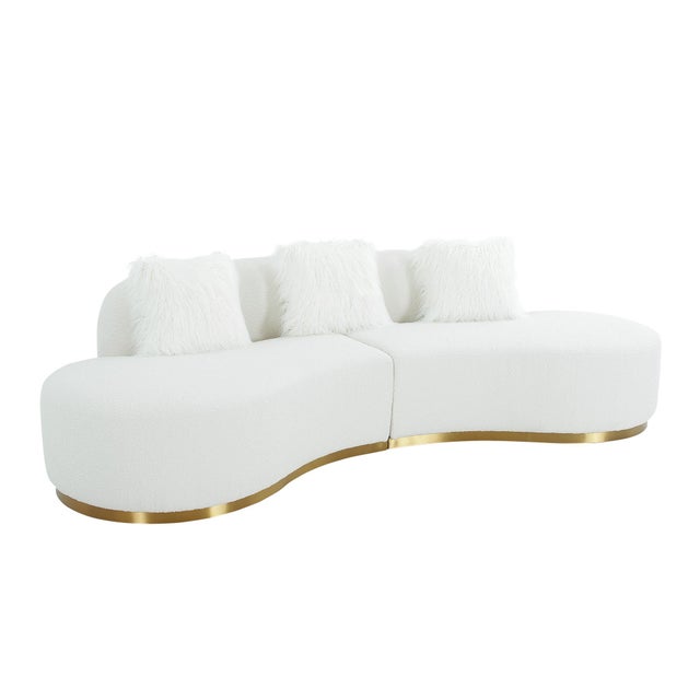 Metal Pasargad Home Simona Curved Sofa With 3 Pillows, Ivory, W 110.6" For Sale - Image 7 of 7