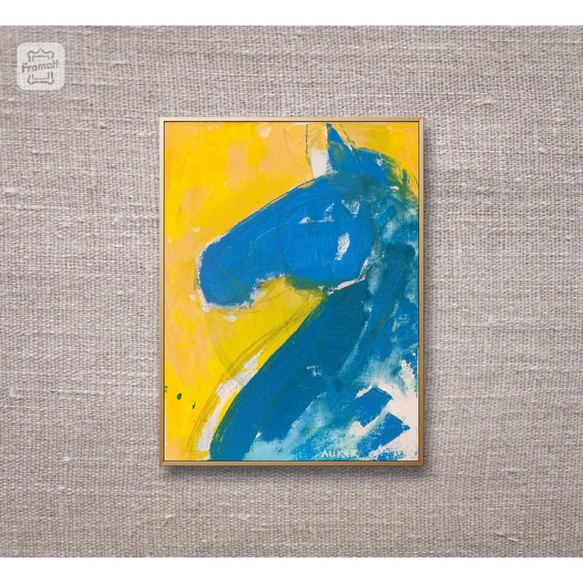 Contemporary Painting, “Modern Horse in Yellow and Blue” by Cassandra Auker. Acrylic on Stretched Canvas. For Sale - Image 11 of 11