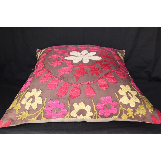 Contemporary Contemporary Needle Work Suzani Pillow Cover For Sale - Image 3 of 10