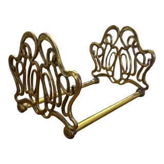 Vintage Mid 20th Century Art Nouveau Solid Brass Expandable Book Ends Library Shelf Storage For Sale