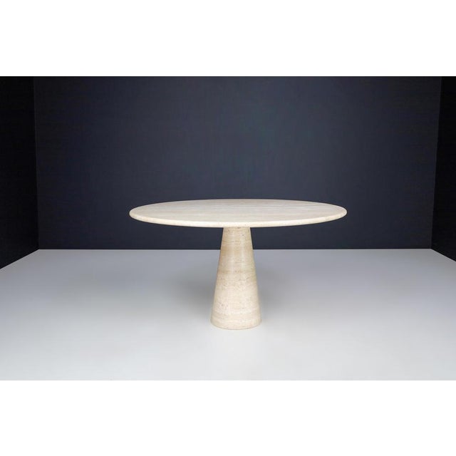 Large Round Travertine Dining or Centre Table, Italy, 1970s For Sale - Image 11 of 18