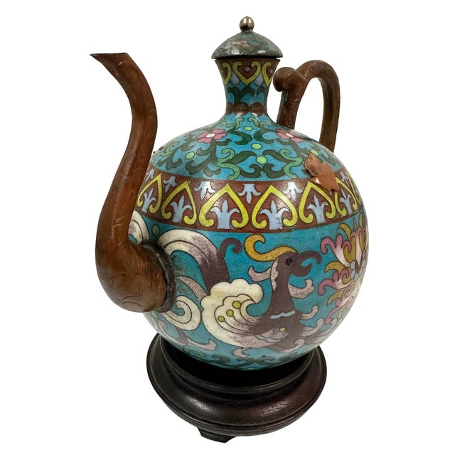 Early 20th Century Hand-Crafted Chinese Cloisonné Ewer / Teapot For Sale In Los Angeles - Image 6 of 15