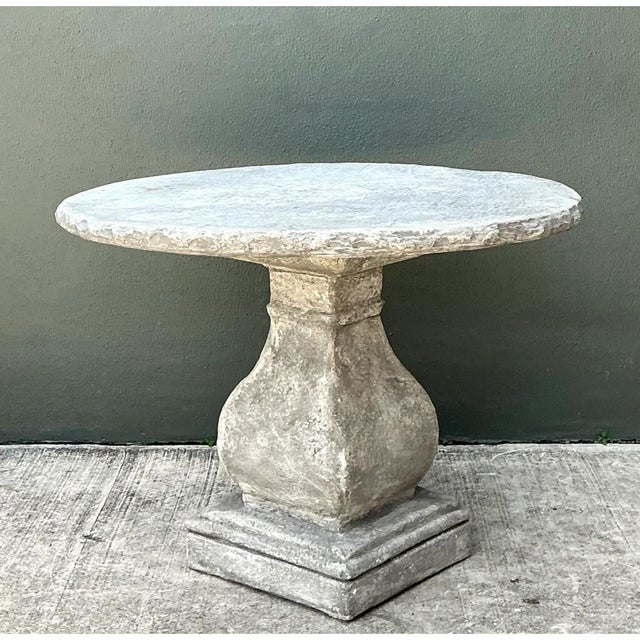 Vintage Cement Pedestal Table For Sale - Image 4 of 12