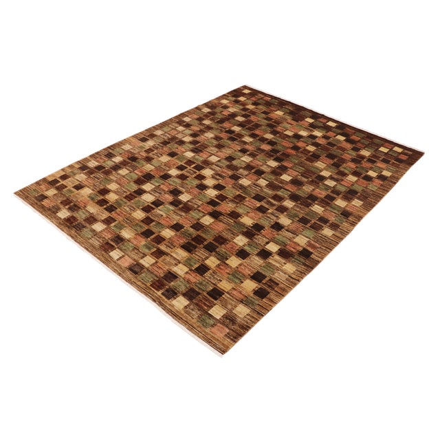 Contemporary Contemporary Gabbeh Brown/Tan Wool Rug- 8'11'' X 11'7'' For Sale - Image 3 of 10