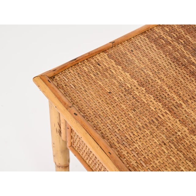 French Riviera Nightstands in Bamboo, Rattan and Brass, Italy, 1970s, Set of 2 For Sale - Image 11 of 14