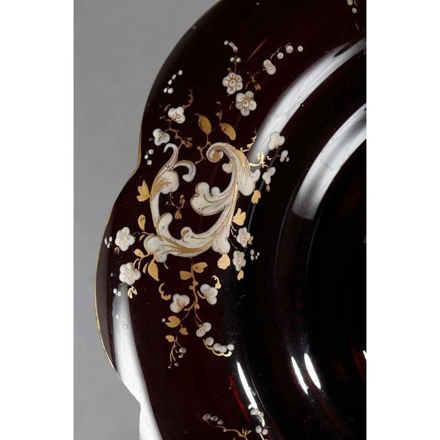 Boho Chic 19th Century Bohemian Crystal Cup in Ruby Red with Enameled Decoration For Sale - Image 3 of 9