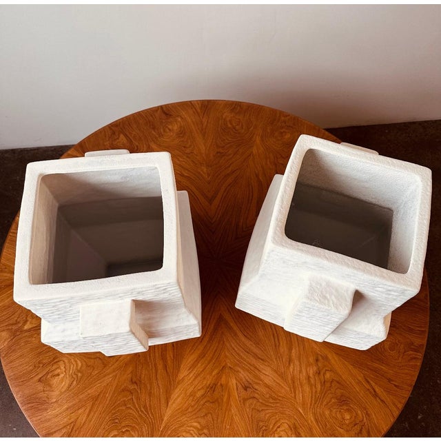 Textured Stoneware Urn With Handle For Sale In Buffalo - Image 6 of 6