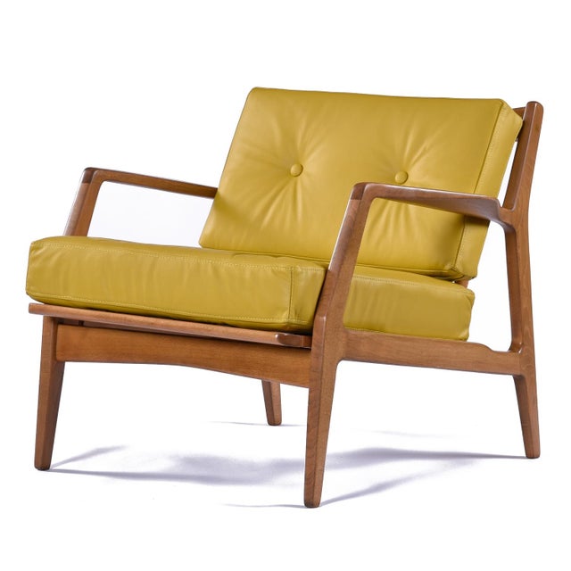 Pair of Mid-Century Modern Number 596 lounge chairs designed by Lawrence Peabody for Selig. Professionally reupholstered...