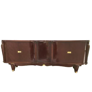 Stunning French Five-Door Deco Buffet Curved Macassar Ebony and Bronze Details