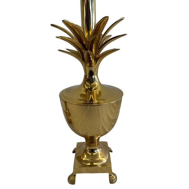 Late 20th Century Pair of Late 20th Century Palm Beach Regency Golden Brass Pineapple Lamps For Sale - Image 5 of 12