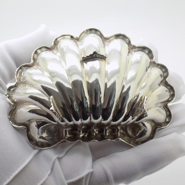 Silver Vintage Italian Genuine Silver 800 Shell Shaped Trinket Tray, 1970s For Sale - Image 8 of 14