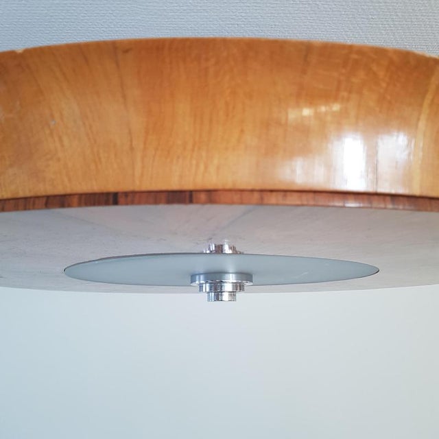 Large Flush Mount Lamp with Intricatefloral Inlay, 1939 For Sale - Image 6 of 10