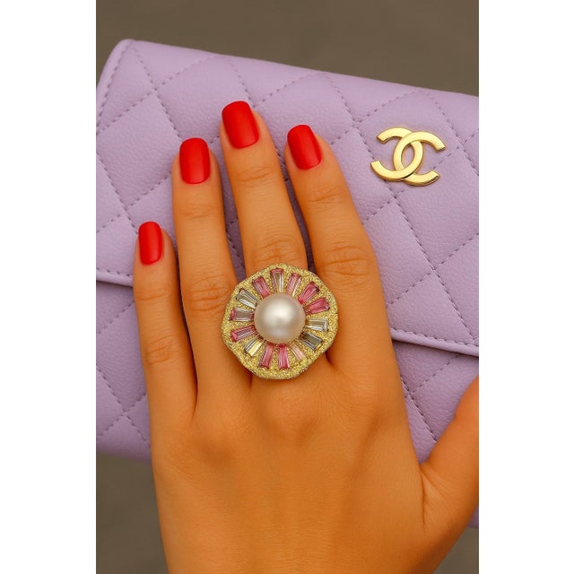 Bochic “Orient” Vintage Fancy Sapphires & Tourmaline Ring Set 18K Gold & Silver For Sale - Image 10 of 10