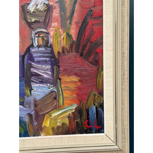 Mid-Century Modern Eric Lo, Villagers, 1950s, Oil on Canvas, Framed For Sale - Image 3 of 11