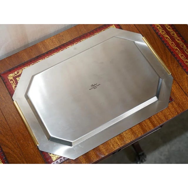 Metal Chrome Serving Tray with Gold Gilt Handles from Van Cleef & Arpels Paris For Sale - Image 7 of 10